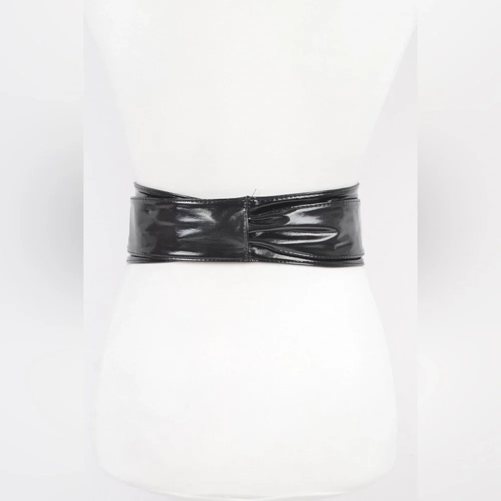 Metallic Vegan Leather Obi Statement Belt